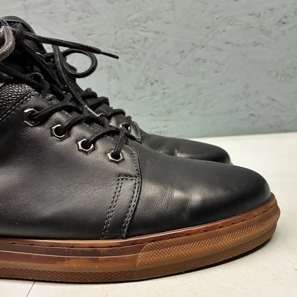 Arkbird Chukka Boots Men's 10.5 Black Leather Mid Top Lace Up Casual Work